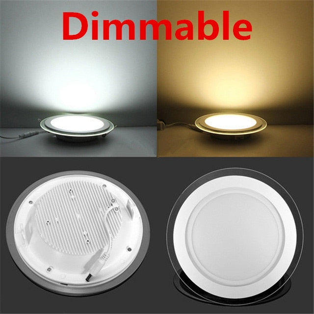 Dimmable 20pcs LED Panel Downlight 6W 12W 18W Round glass ceiling recessed lights SMD 5730 Warm Cold White led Light AC85-265V