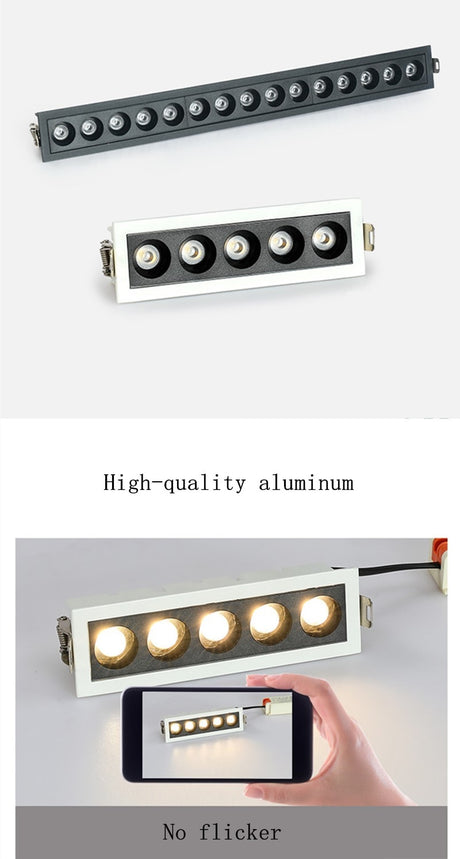 Dimmable Recessed Strip LED Ceiling Lights 10W 20W 30W COB LED Down lights AC85~265V LED Strip lamp Indoor Lighting