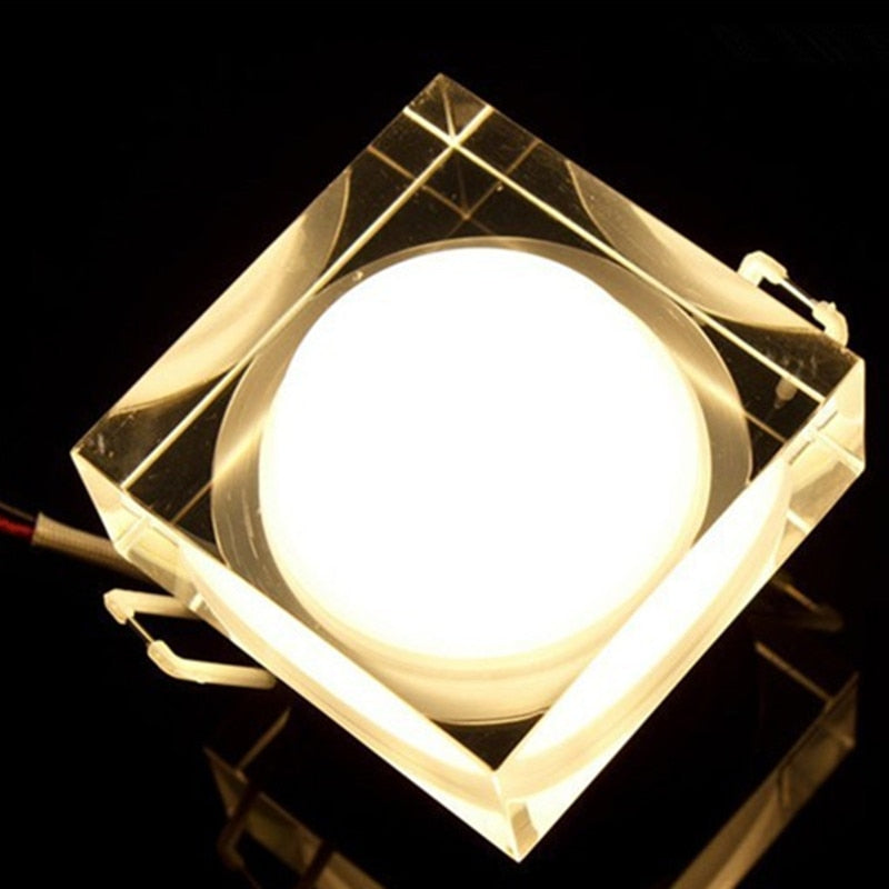 LED Crystal Downlight Round/Square 1W 3W 5W 7W LED Ceiling Spot Light Warm White/White LED Recessed Lamp for Home Decoration
