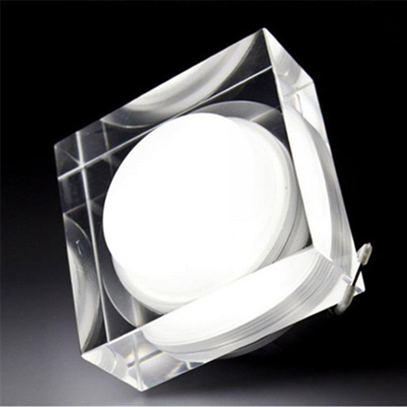 LED Crystal Downlight Round/Square 1W 3W 5W 7W LED Ceiling Spot Light Warm White/White LED Recessed Lamp for Home Decoration
