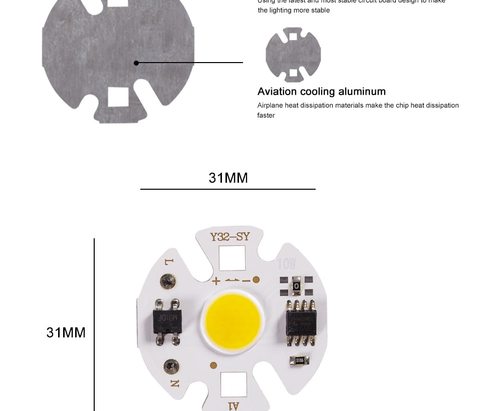 LED 220V Smart IC COB Y32 Chip 3W 5W 7W 10W 12W Downlight Floodlight Spotlight LED Light Accessories DIY Lighting Free Driver