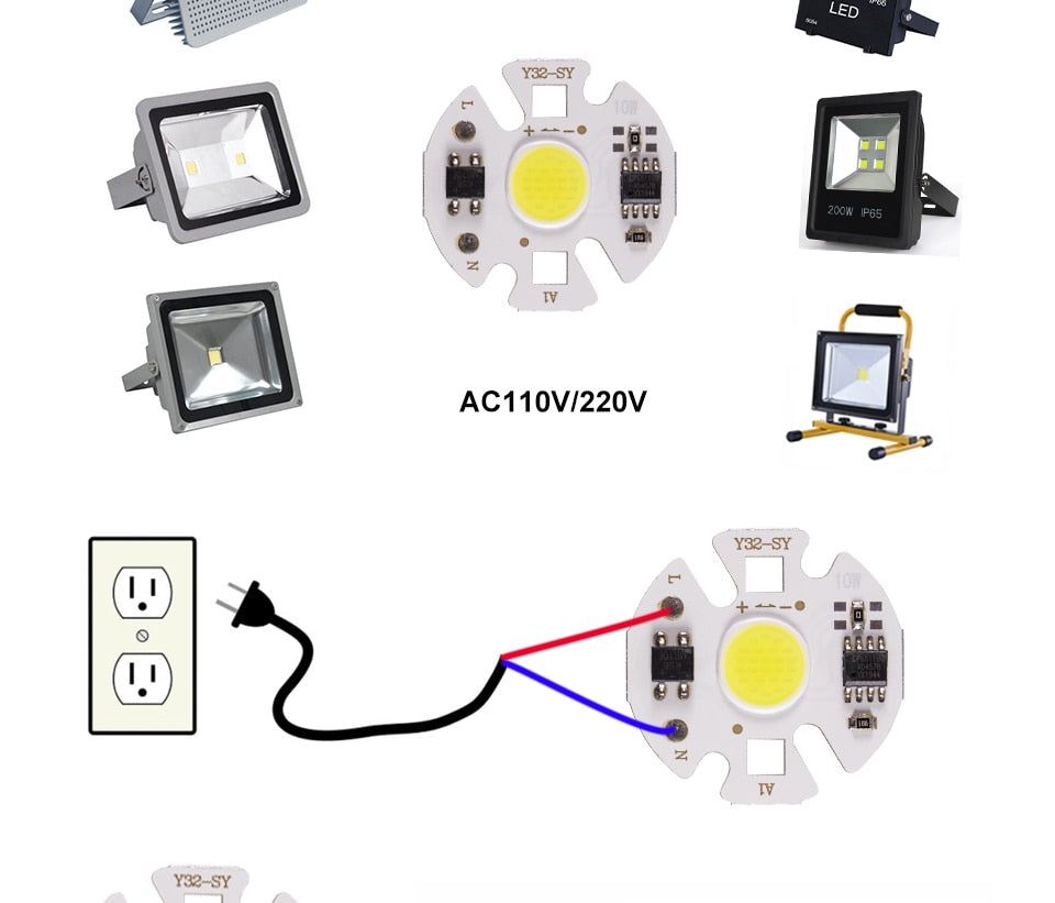 LED 220V Smart IC COB Y32 Chip 3W 5W 7W 10W 12W Downlight Floodlight Spotlight LED Light Accessories DIY Lighting Free Driver