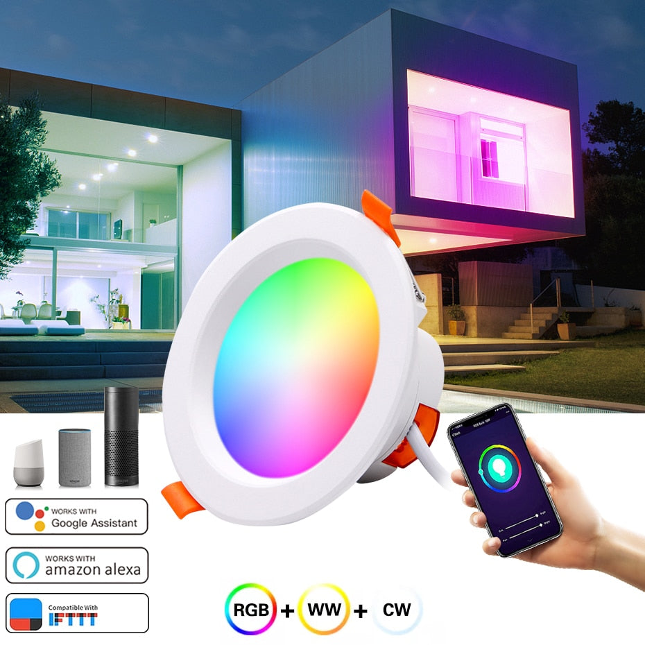Tuya WiFi LED Downlight 8 Modes Smart Life Dimming Spotlight 5W 7W 9W 15W RGB Change Warm Cool Light Work with Alexa Google Home