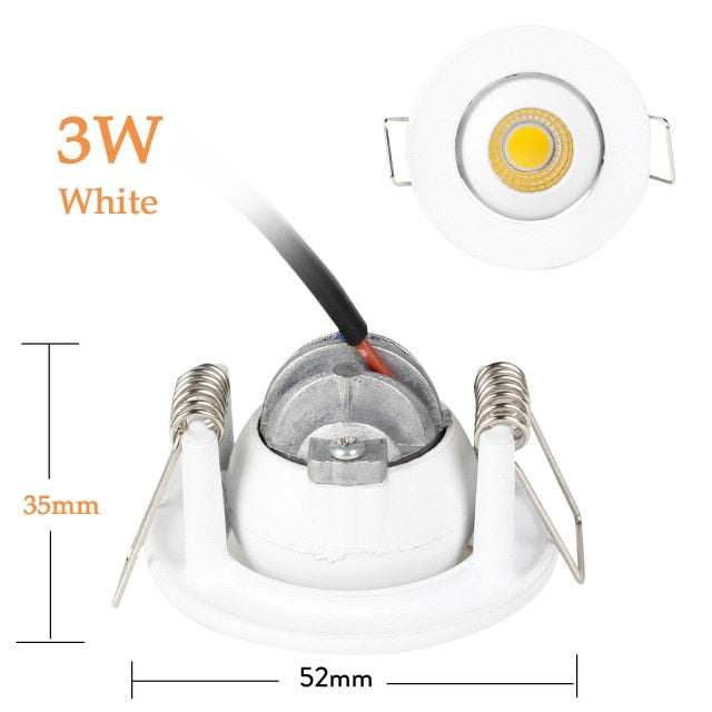 Round Mini LED Recessed Ceiling Downlight 3W LED Spot Light 110V 220V Cutout 47mm with Driver Replace 30W Halogen Lighting Lamp