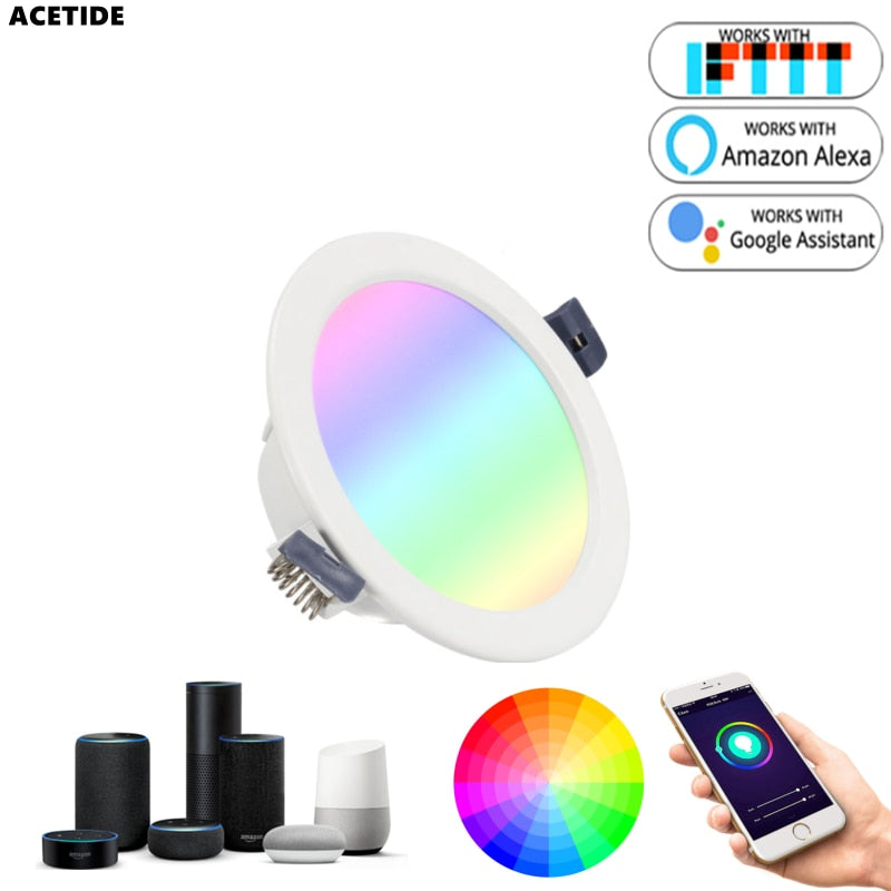 ACETIDE LED Down light WiFi Smart life Ceiling Downlight APP RGB Warm Cool Changing Color with 5W 7W 9W  Google Home