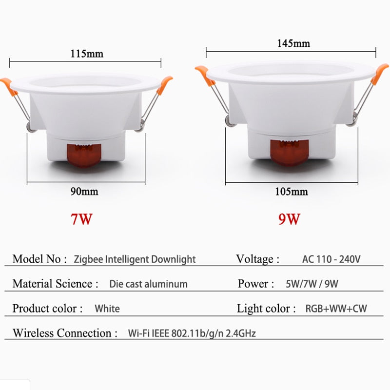 ACETIDE LED Down light WiFi Smart life Ceiling Downlight APP RGB Warm Cool Changing Color with 5W 7W 9W  Google Home