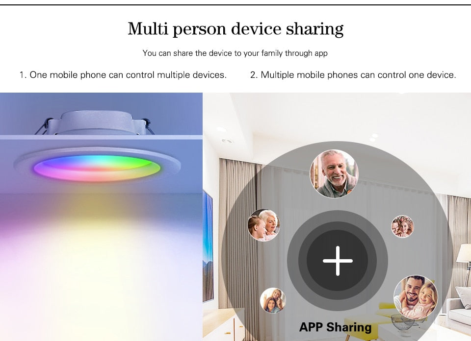 ACETIDE LED Down light WiFi Smart life Ceiling Downlight APP RGB Warm Cool Changing Color with 5W 7W 9W  Google Home