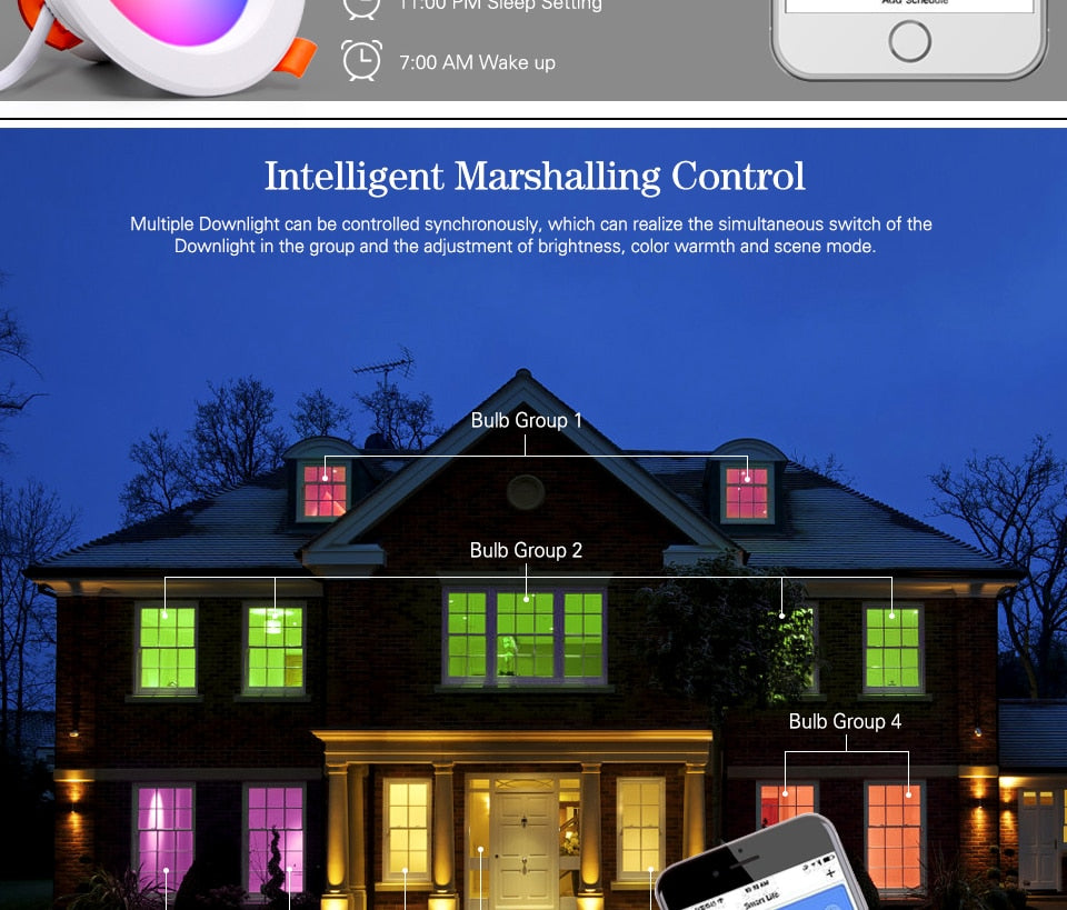 ACETIDE LED Down light WiFi Smart life Ceiling Downlight APP RGB Warm Cool Changing Color with 5W 7W 9W  Google Home