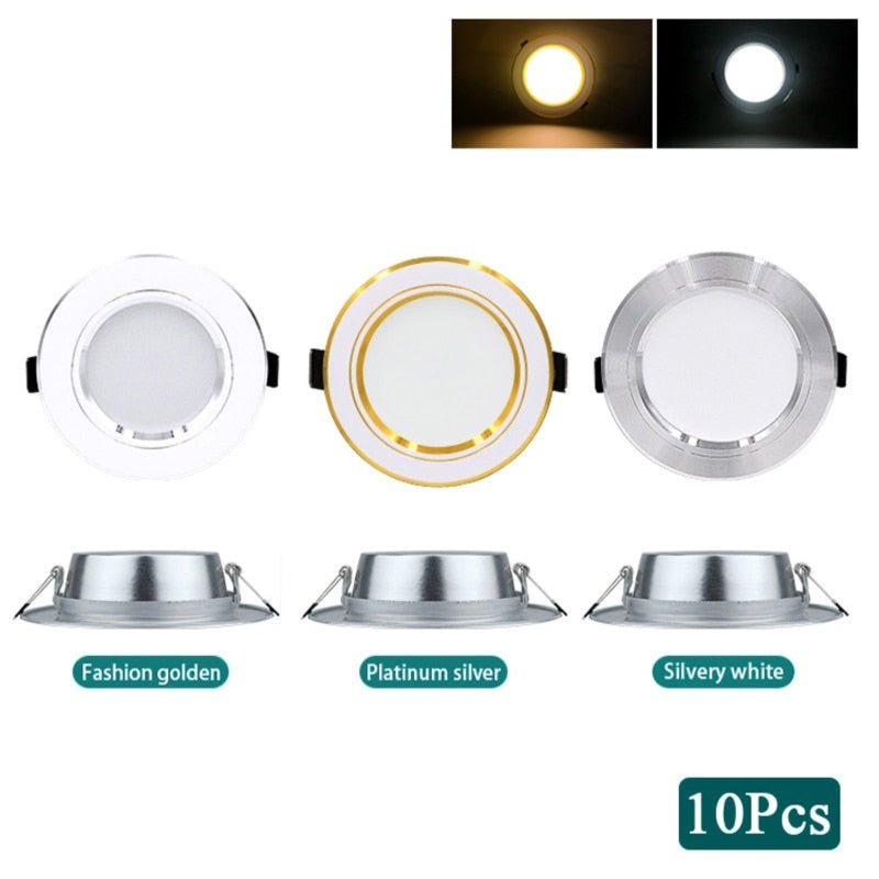 10pcs/lot 220V LED Downlight 5W 7W 9W 12W 15W 18W Round LED Spot Light Recessed LED Ceiling Downlight Light Cold Warm White Lamp