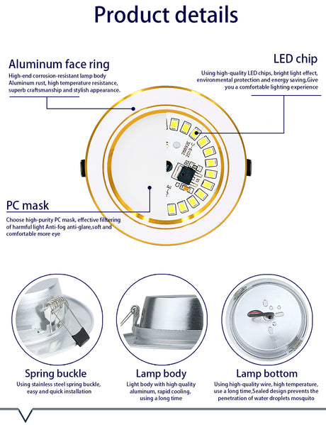 10pcs/lot 220V LED Downlight 5W 7W 9W 12W 15W 18W Round LED Spot Light Recessed LED Ceiling Downlight Light Cold Warm White Lamp
