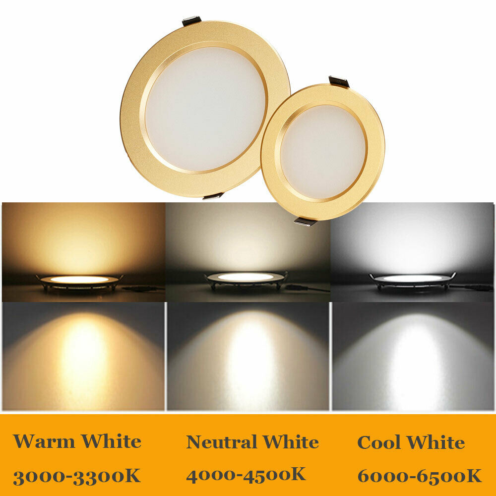 Golden 110V 220V Dimmable One-piece LED Recessed Ceiling Downlight Light Lamp Recessed Spot Light Aluminum Recessed Downlights