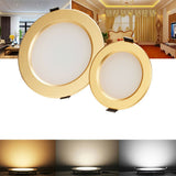 Golden LED Recessed 3W 5W 7W 9W 12W Ceiling Light Fixture Downlight Lamp + Driver Spotlight  Lighting For Home Office Decoration
