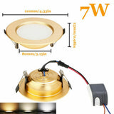 Golden LED Recessed 3W 5W 7W 9W 12W Ceiling Light Fixture Downlight Lamp + Driver Spotlight  Lighting For Home Office Decoration