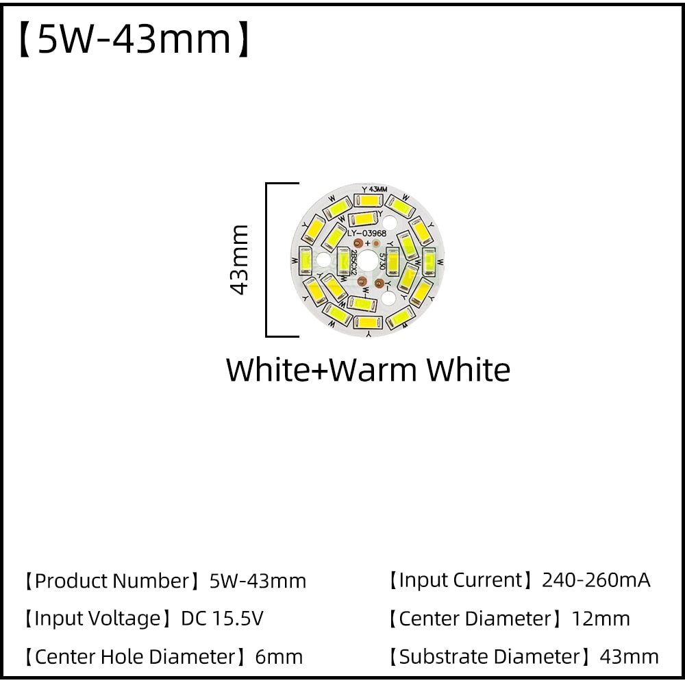 LED Chips 240mA 260mA Constant Current Input Light Bead For DIY Downlight 5pcs/Lot 3W 5W 7W 9W 12W 15W 18W SMD5730 Two-Color