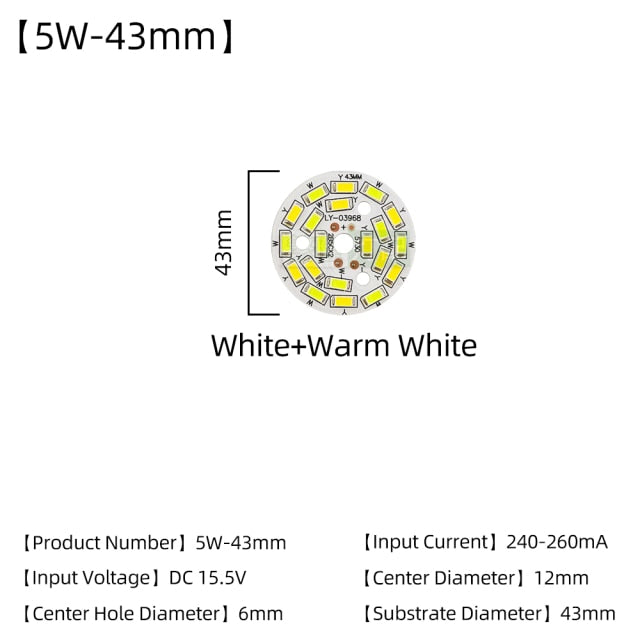 LED Chips 240mA 260mA Constant Current Input Light Bead For DIY Downlight 5pcs/Lot 3W 5W 7W 9W 12W 15W 18W SMD5730 Two-Color