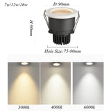 Round LED COB Downlight IP65 Recessed Led Ceiling Lamp Waterproof Spot Led 12W 16W  Indoor Bathroom Balcony Light Fixture AC220V