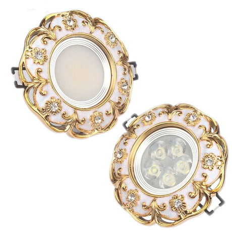 European Gold Garland Laciness White Led Downlights For Ceilings Kitchen Living Room Loft 5W 7W 7.5Cm Hole Indoor Recessed Lamp