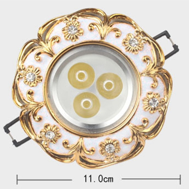 European Gold Garland Laciness White Led Downlights For Ceilings Kitchen Living Room Loft 5W 7W 7.5Cm Hole Indoor Recessed Lamp