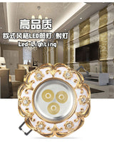 European Gold Garland Laciness White Led Downlights For Ceilings Kitchen Living Room Loft 5W 7W 7.5Cm Hole Indoor Recessed Lamp