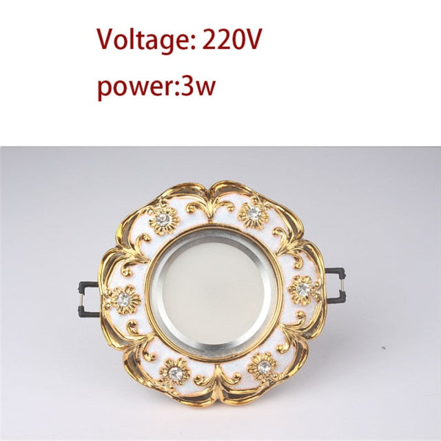 European Gold Garland Laciness White Led Downlights For Ceilings Kitchen Living Room Loft 5W 7W 7.5Cm Hole Indoor Recessed Lamp