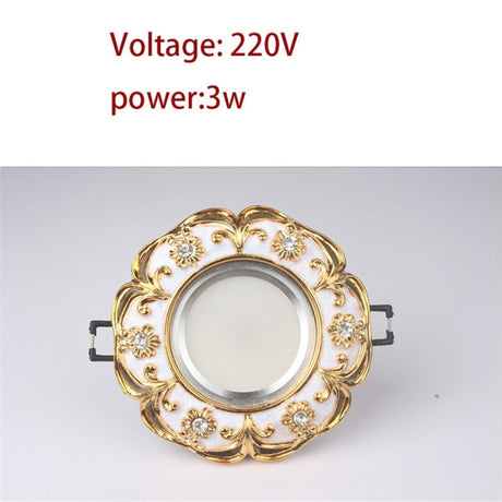 European Gold Garland Laciness White Led Downlights For Ceilings Kitchen Living Room Loft 5W 7W 7.5Cm Hole Indoor Recessed Lamp