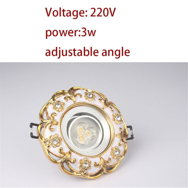 European Gold Garland Laciness White Led Downlights For Ceilings Kitchen Living Room Loft 5W 7W 7.5Cm Hole Indoor Recessed Lamp