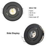 Mini 1W COB 3W Black Finish LED Downlight Recessed Spot Ceiling light 10pcs Cut 40-45mm Full Aluminum