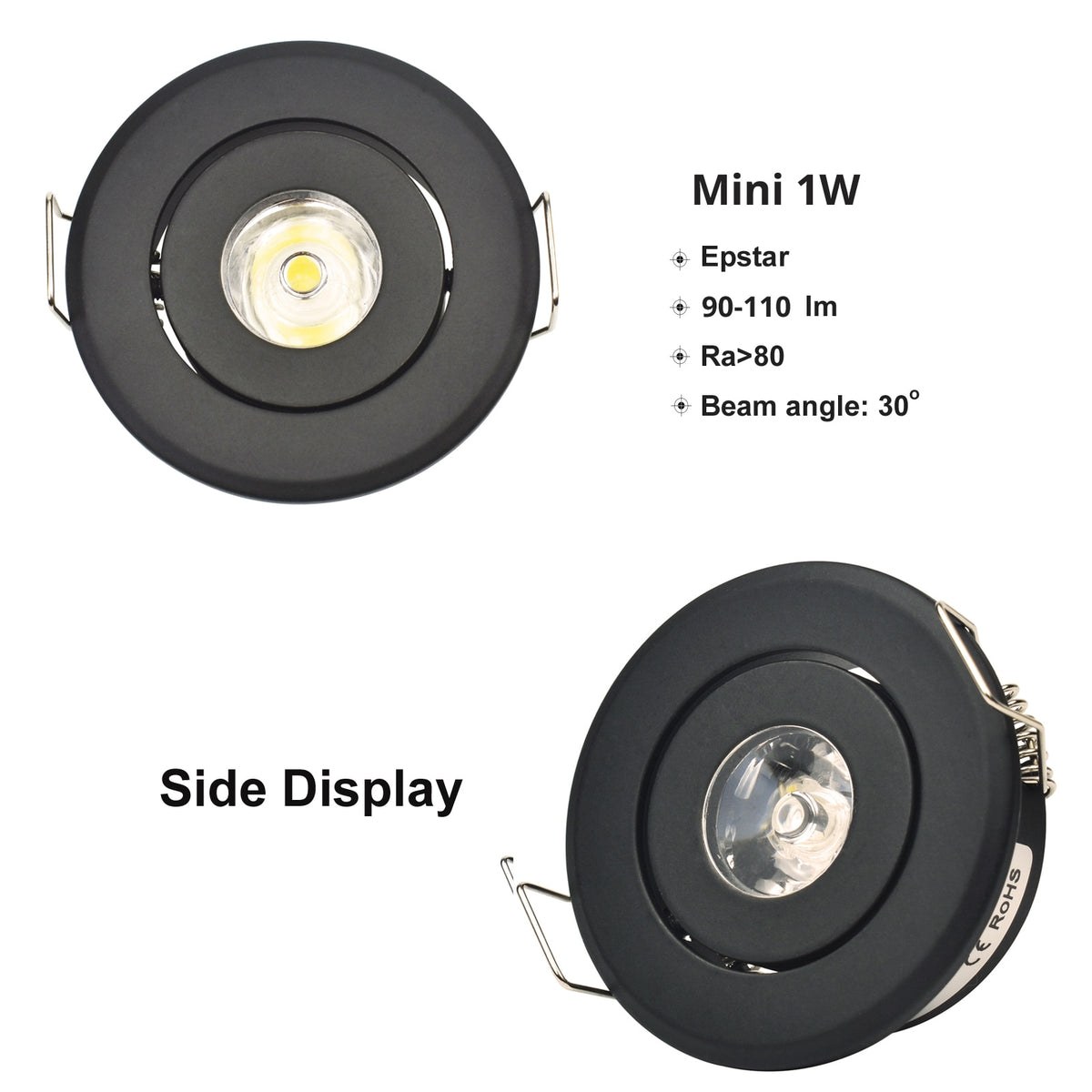 Mini 1W COB 3W Black Finish LED Downlight Recessed Spot Ceiling light 10pcs Cut 40-45mm Full Aluminum