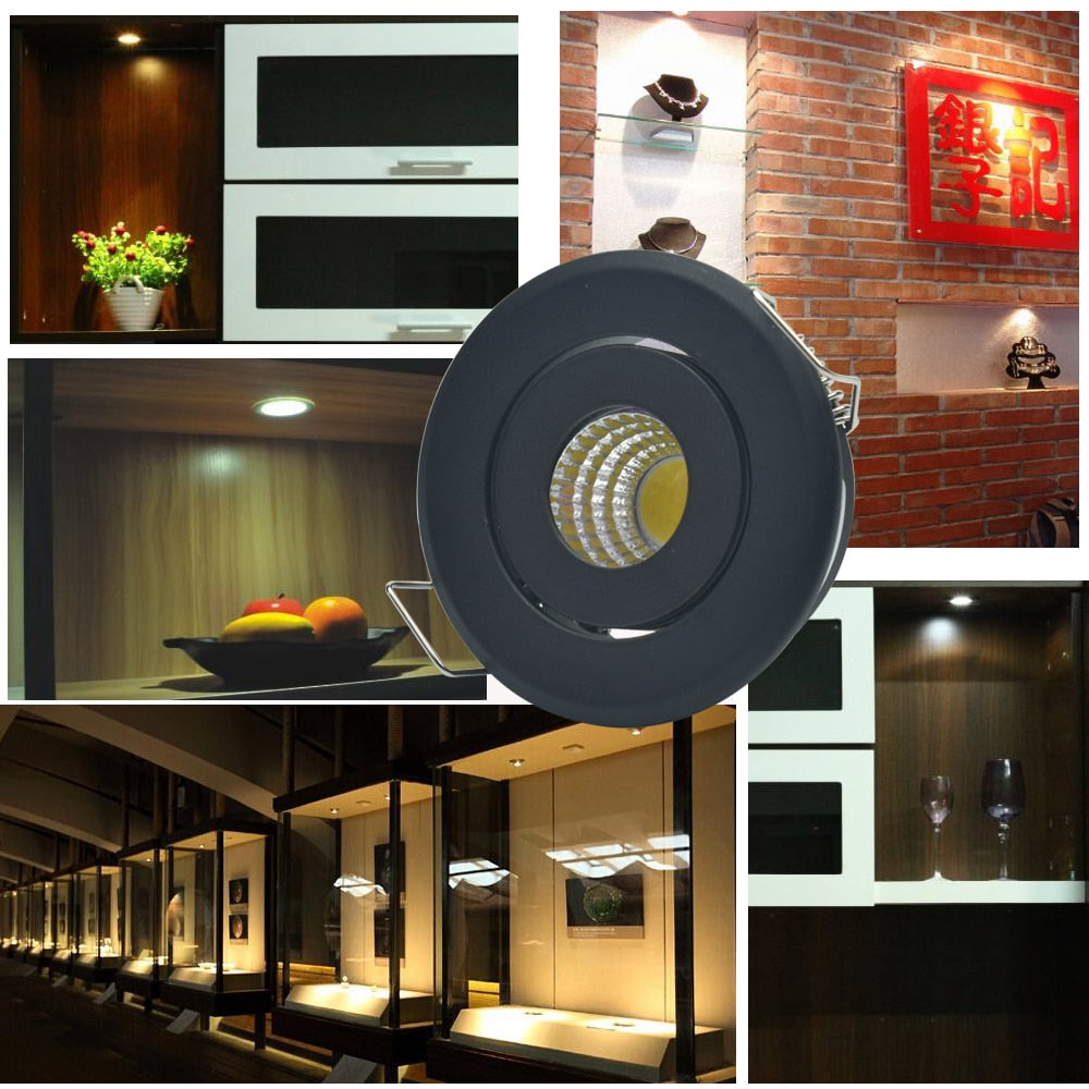 Mini 1W COB 3W Black Finish LED Downlight Recessed Spot Ceiling light 10pcs Cut 40-45mm Full Aluminum