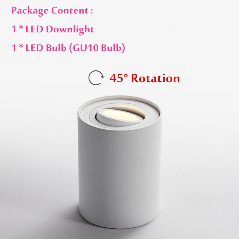 Angle Adjustable LED Surface Mounted Downlight 7W Black/White Housing+Replaceable GU10 Bulb LED Ceiling Spot Light Decor