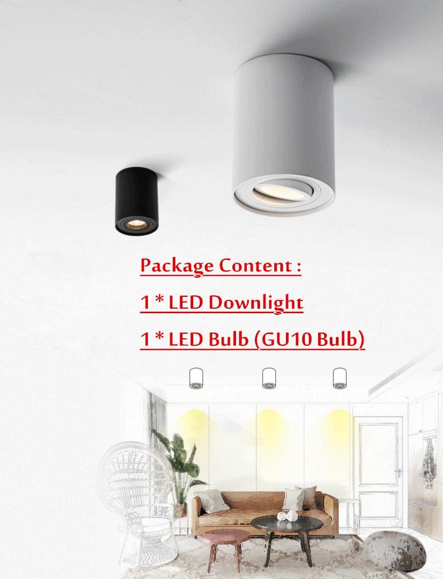 Angle Adjustable LED Surface Mounted Downlight 7W Black/White Housing+Replaceable GU10 Bulb LED Ceiling Spot Light Decor