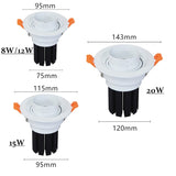 High Quality Dimmable Led Downlight beamangle 15 45 60 degree cob 8W 12W 20W led spot home indoor led down lights lighting