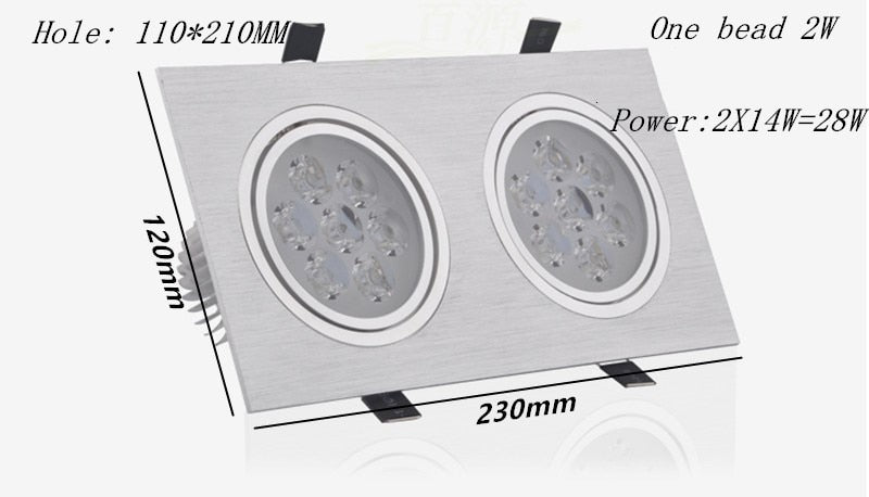 Square double led Ceiling 12W/20W/28W dimmable Epistar LED ceiling lamp Recessed Spot light AC110V-220V