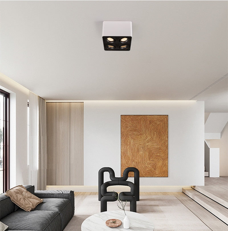 LED Ceiling Square Downlight 12W 24W 36W Dimmable 3000K Black Aluminum Ideal Spot Light for Hallway Corridor Gallery Display
