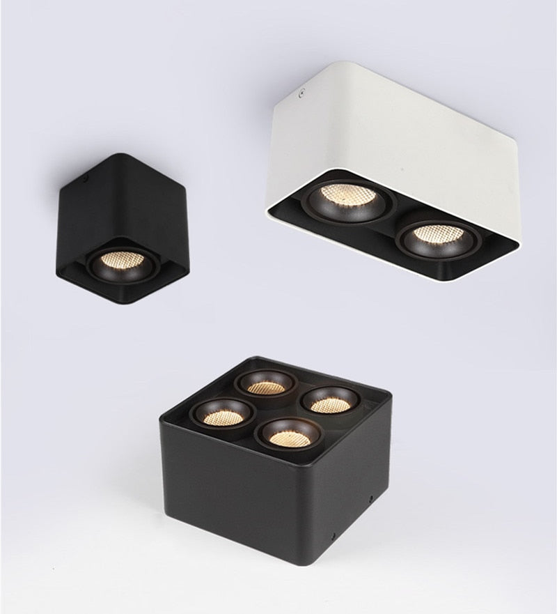 LED Ceiling Square Downlight 12W 24W 36W Dimmable 3000K Black Aluminum Ideal Spot Light for Hallway Corridor Gallery Display