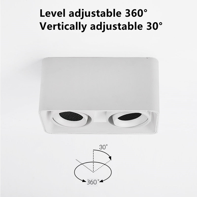 LED Ceiling Square Downlight 12W 24W 36W Dimmable 3000K Black Aluminum Ideal Spot Light for Hallway Corridor Gallery Display