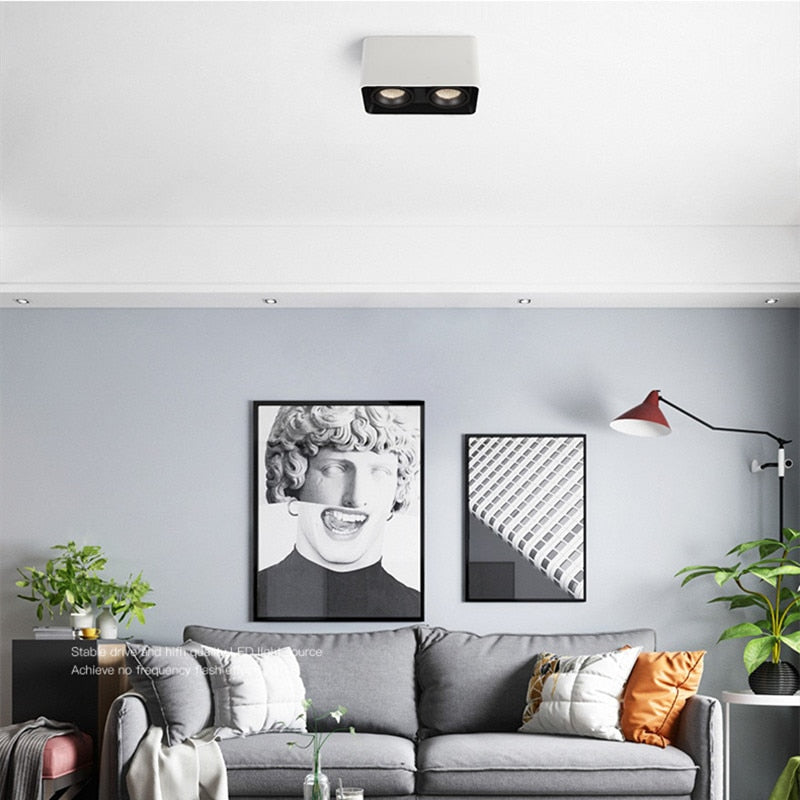 LED Ceiling Square Downlight 12W 24W 36W Dimmable 3000K Black Aluminum Ideal Spot Light for Hallway Corridor Gallery Display