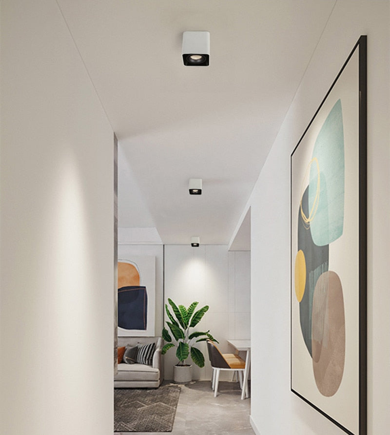 LED Ceiling Square Downlight 12W 24W 36W Dimmable 3000K Black Aluminum Ideal Spot Light for Hallway Corridor Gallery Display