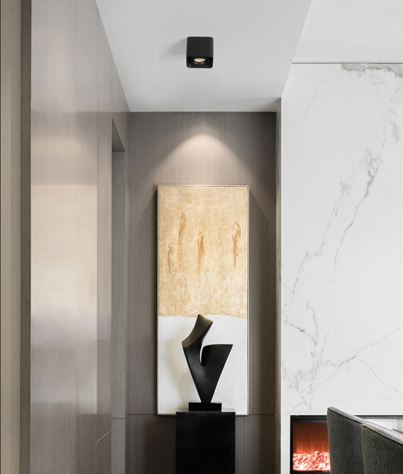 LED Ceiling Square Downlight 12W 24W 36W Dimmable 3000K Black Aluminum Ideal Spot Light for Hallway Corridor Gallery Display