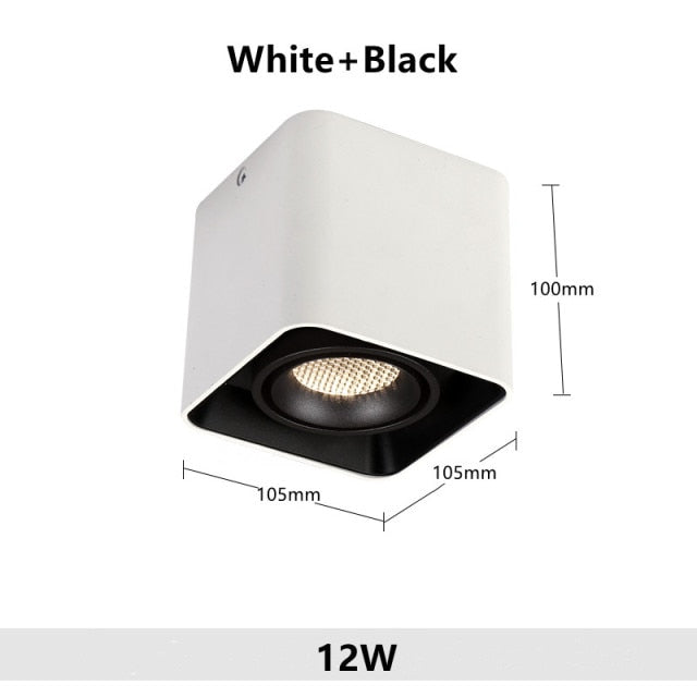 LED Ceiling Square Downlight 12W 24W 36W Dimmable 3000K Black Aluminum Ideal Spot Light for Hallway Corridor Gallery Display