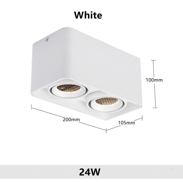 LED Ceiling Square Downlight 12W 24W 36W Dimmable 3000K Black Aluminum Ideal Spot Light for Hallway Corridor Gallery Display