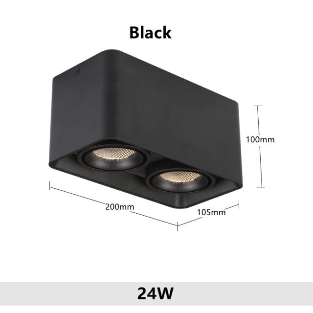 LED Ceiling Square Downlight 12W 24W 36W Dimmable 3000K Black Aluminum Ideal Spot Light for Hallway Corridor Gallery Display