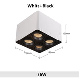 LED Ceiling Square Downlight 12W 24W 36W Dimmable 3000K Black Aluminum Ideal Spot Light for Hallway Corridor Gallery Display