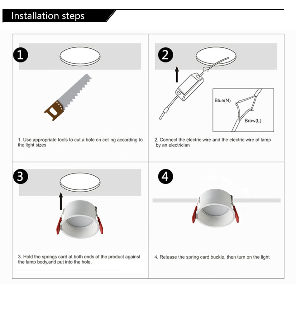 Anti-corrosion LED Downlight 6W Anti-Glare Led Ceiling Lamp LED Spot Lighting Bedroom Kitchen Led Recessed Three-color Lamp