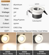 New Design CRI90 Dimmable Led Downlight Light 3W Round Recessed Ceiling Lamp AC 110V 220V Home Decor Indoor Spot Lighting 2021