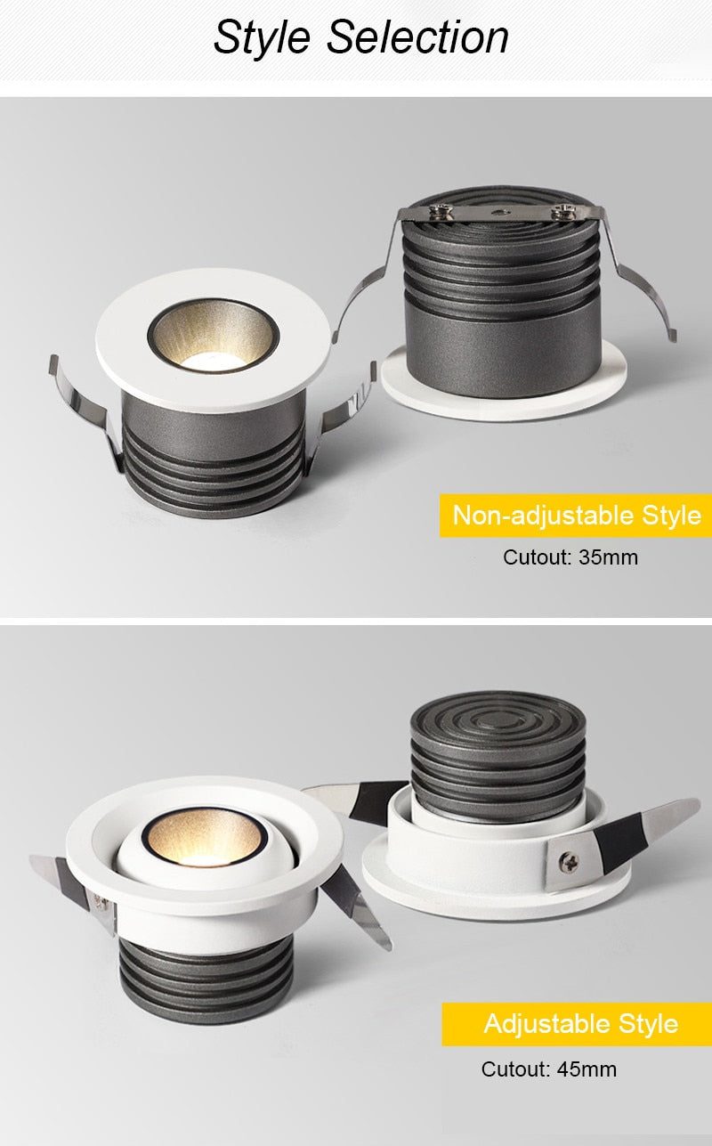 New Design CRI90 Dimmable Led Downlight Light 3W Round Recessed Ceiling Lamp AC 110V 220V Home Decor Indoor Spot Lighting 2021