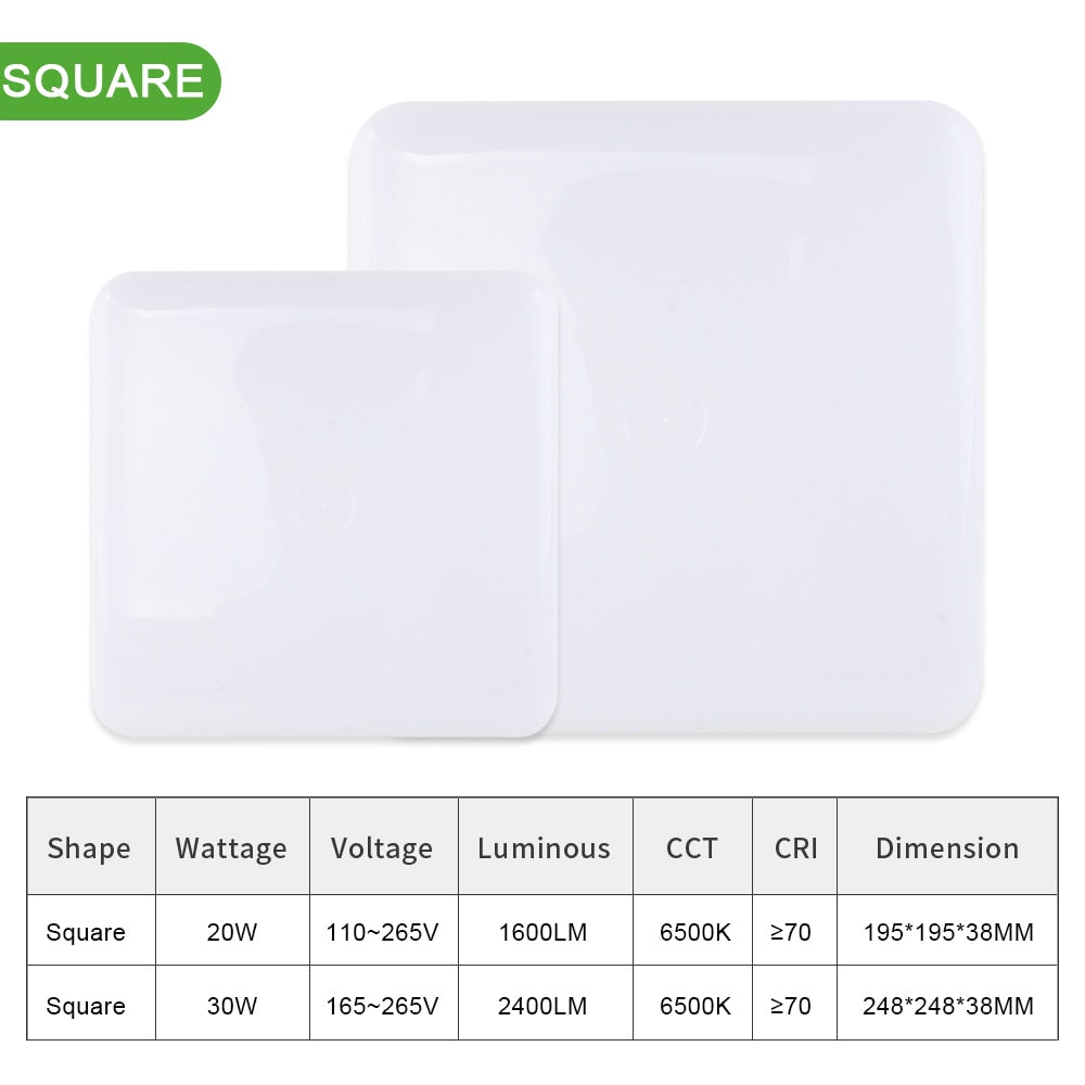 Square LED Panel Light 20W 30W Downlight AC110-265V Waterproof LED Surface Ceiling Lamp For Bathroom Kitchen Lighting