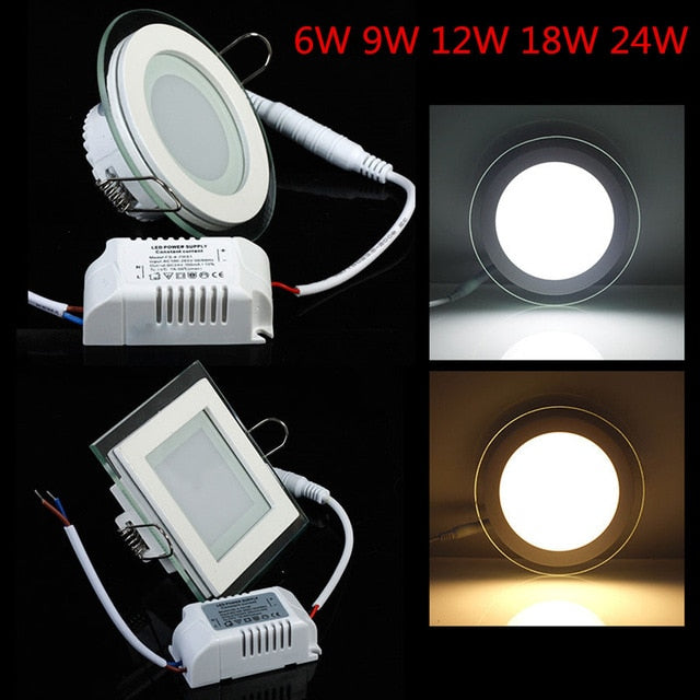 New Arrival Glass LED Panel Downlight 6W 9W 12W 18W Recessed LED Downlight Bedroom Light Bathroom Light AC85-265V With Drive