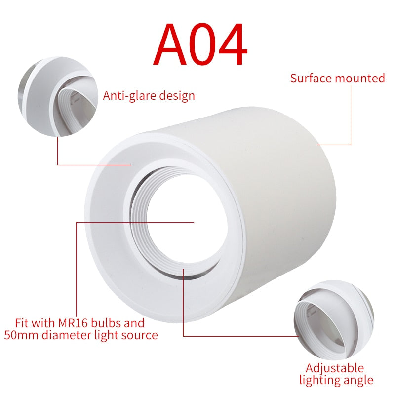 MR16 GU10 Surface Mounted Ceiling Spot Light Frame Frosted Plastic Recessed Downlight Wholesale Price Lighting Fixtures