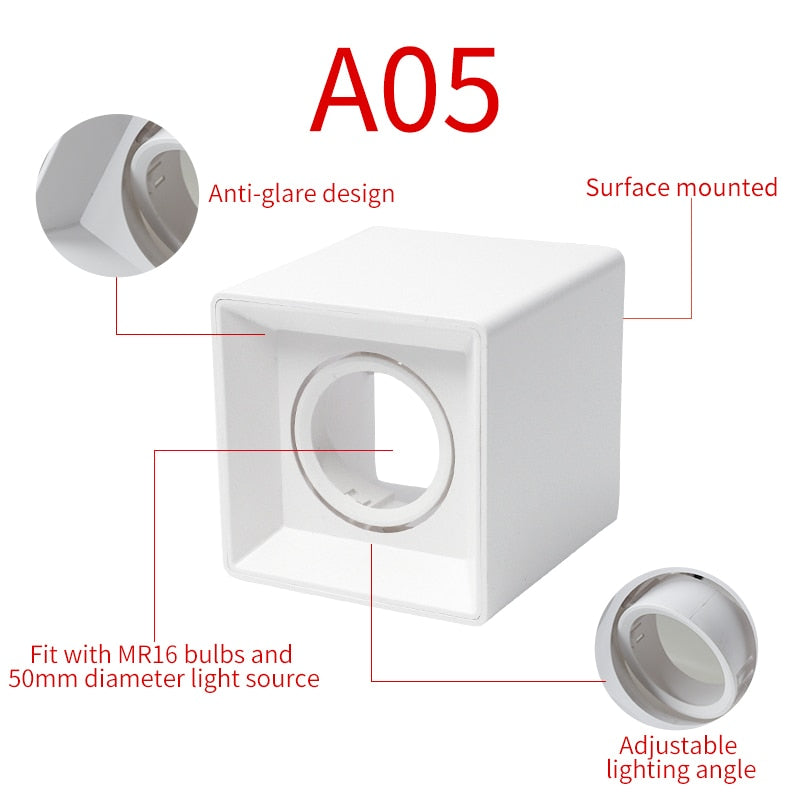 MR16 GU10 Surface Mounted Ceiling Spot Light Frame Frosted Plastic Recessed Downlight Wholesale Price Lighting Fixtures